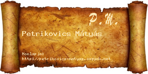Petrikovics Mátyás névjegykártya
