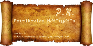 Petrikovics Mátyás névjegykártya